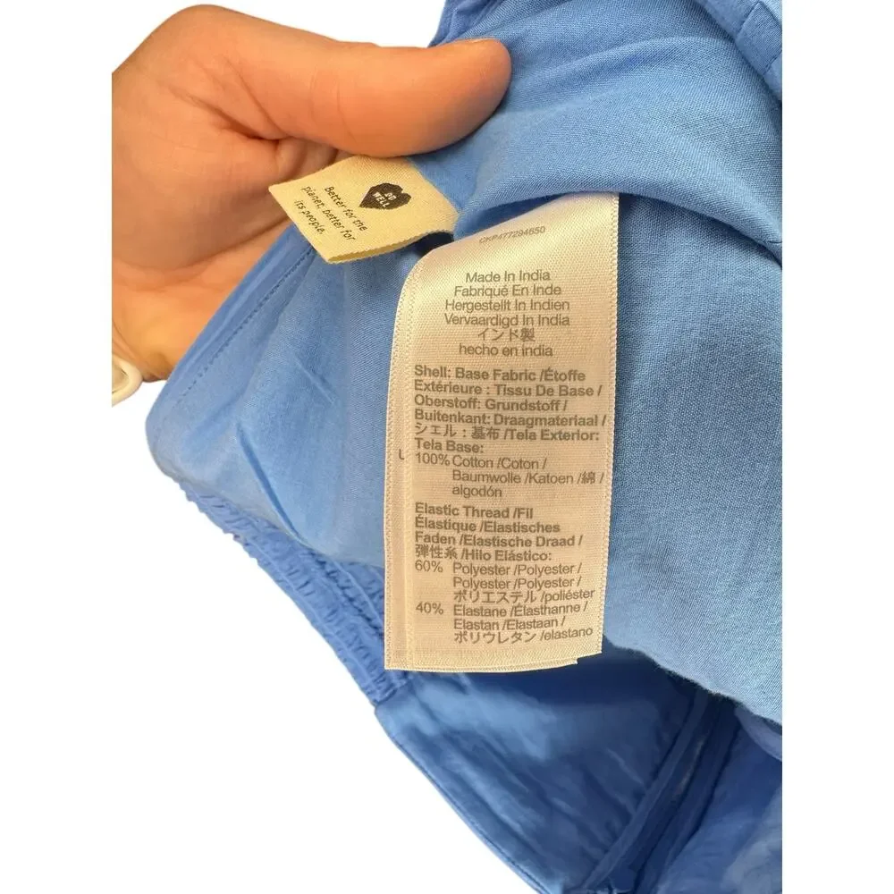 MADEWELL NWT Poplin Crop Tube Top Ornamental Blue Pleated Crisscross Size 6 - Picture 9 of 12